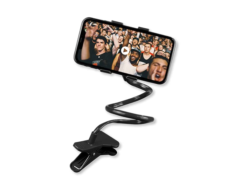 Smart Phone Holder To Watch Tv From Comfort Of Your Bed Or Attach To Table, Clamp 8cm x wire 60 cm (Black)