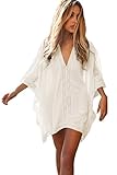 MAXCOZZI Womens Solid Oversized Beach Dress Bathing Suit Swimsuit Cover Ups Kaftan (One Size(Fit US10-18), White)