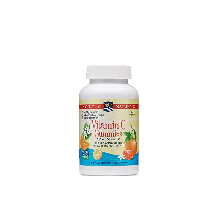 Nordic Naturals Vitamin C Gummies, Tart Tangerine - 60 Gummies - 250 mg Vitamin C - Immune Support, Antioxidant…