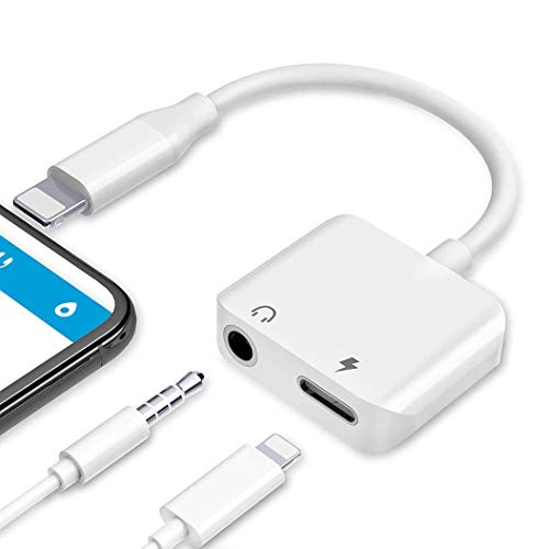 Car Charger for iPhone X headphone adapter charger Adapter 3.5mm Aux Headphone Jack Adaptor USB cable Charger Compatible for iPhone 8/8Plus //XS/MAX Support to Music and Charger Replacement for iOS 12