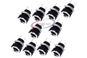 RELAND SUNG 10Pcs 3A 12v for DC Power Supply Jack Socket Female Panel Mount Connector 5.5mm 2.1mm Plug Adapter 2 Terminal Types 5.5 * 2.1