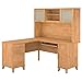 Bush Furniture Somerset 60W L Shaped Desk with Hutch in Maple Cross