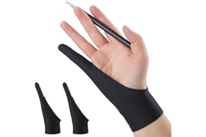 aoozleny 2-Pack Artist Glove Palm Rejection Drawing Glove 1 Finger, Elastic Lycra, Fingerless, Good for Left & Right Hand