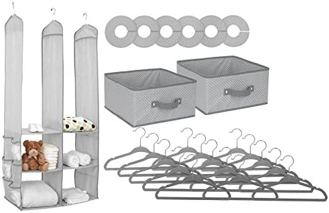 Children Nursery Closet Organizer, Dove Gray 24 piece Set