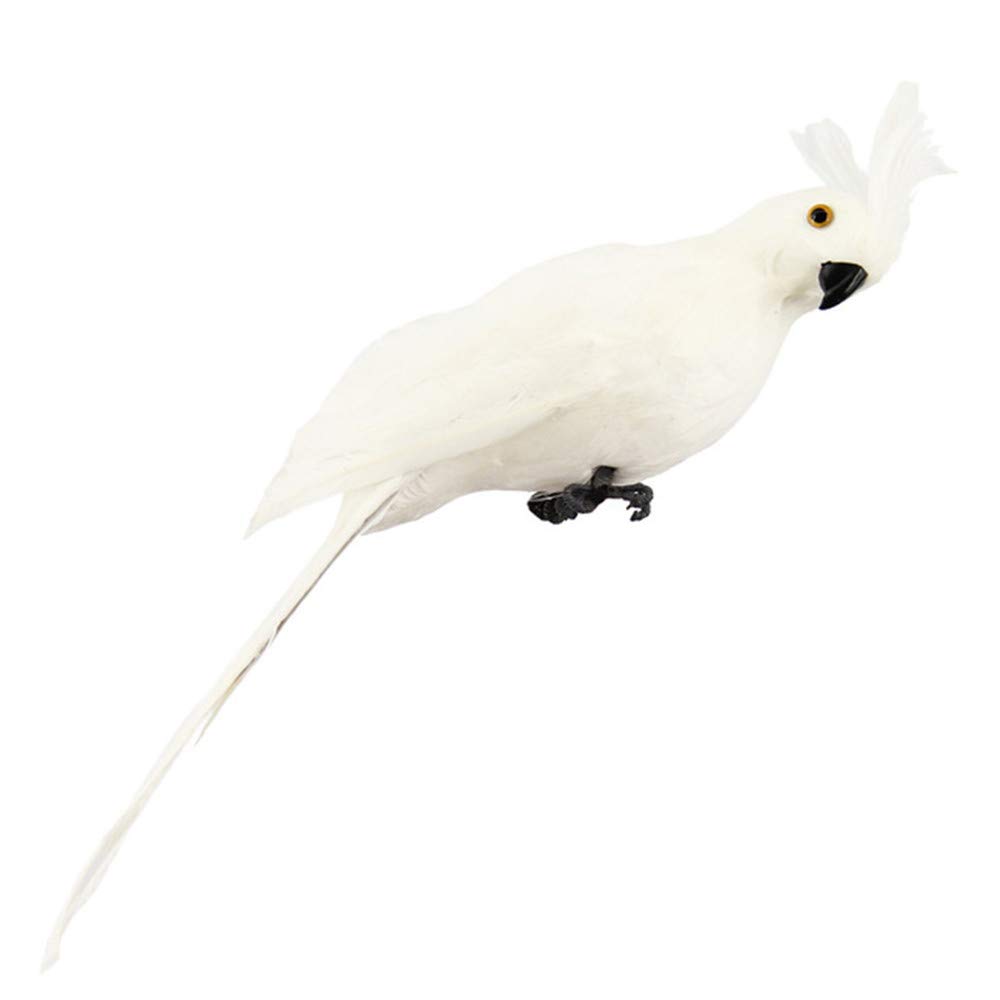 LQKYWNA Lifelike Fake Parrots, Artificial Bird Decoration, Foam Macaw Parrot Model, Colorful Garden Parrot Ornament Home Wall Decoration Tree Decor (White)