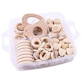 Baby Love Home Baby Natural Maple Wooden Teether DIY wooden Teething Kit Wood Beads Make Nursining Teething Necklace Rings Chewable Necklace Baby Teether Toys Sensory Toys For Baby Organic Shower Gift