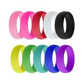 Ztuo 10 pcs Silicone Premium Medical Grade Rubber Wedding Band Comfortable Ring for Active Men Women 6