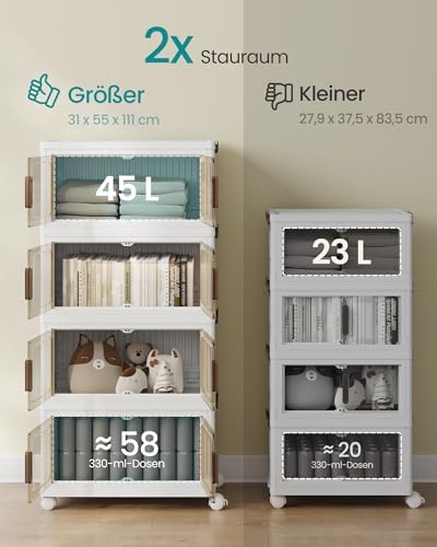 Aufbewahrungsboxen, 4 Ebenen, Stapelboxen auf Rollen