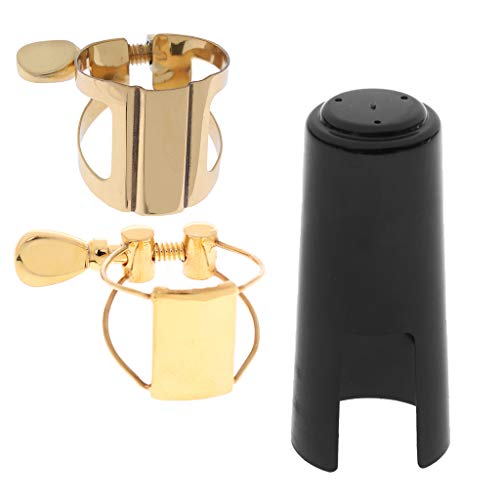 image for Baosity Metal Soprano Saxophone Ligature&Cap for Wind Woodwind Accesso