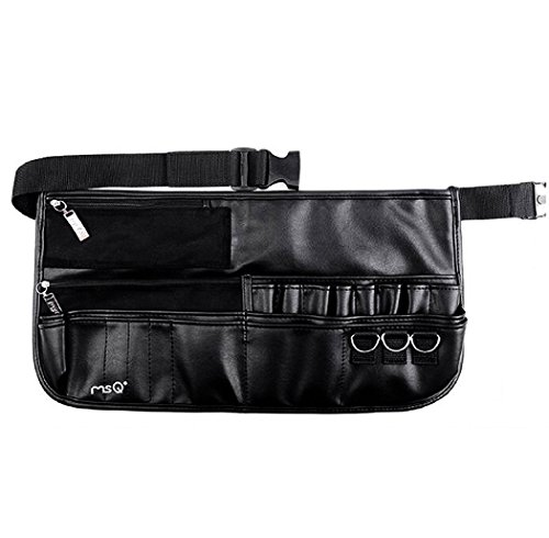 MSQ Makeup Brush Belt Apron Bag Case Multi Pocket Foldable Fanny Pack Cosmetic Brush Pouch Holder Organizer with Adjustable Artist Belt Strap Best for Artist / Fashion Stylist