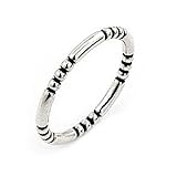 Antique Look Decorated Sterling Silver Stackable Band Ring