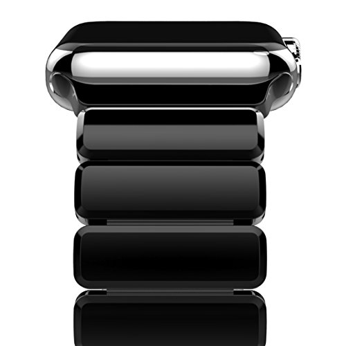 Oittm Watch Band for Apple Watch Series 4, 44mm/42mm Stainless Steel Replacement Strap Link Bracelet Metal iWatch Band with Double Button Folding Clasp for Apple Watch 4/3/2/1 44mm/42m (Bright Black) - $29.99