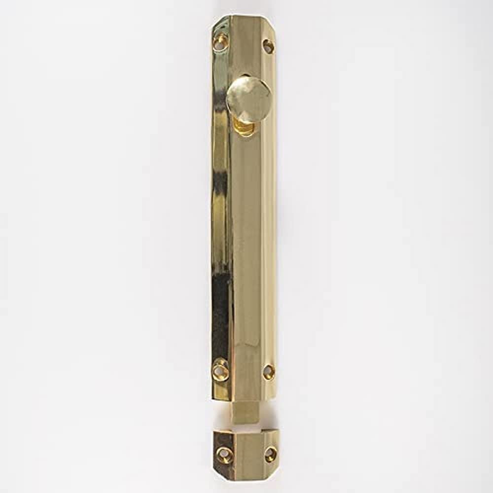 Carlisle Brass AQ83 Surface Bolt C/W Extruded Flat Keeper, Polished Brass, 200 mm (8")