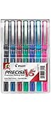 Pilot Precise V5 Roller Ball Stick Pen, Assorted Ink, Extra Fine, 7 per Pack