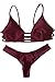HOTAPEI Women Hollow Out Straps Pinup Two Pieces Swimsuit Bikini Large Maroon