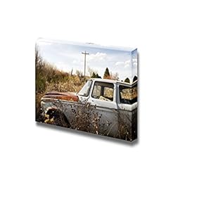 Canvas Prints Wall Art - Abandoned Car in Brush | Modern Wall Decor/Home Decoration Stretched Gallery Canvas Wrap Giclee Print. Ready to Hang - 12" x 18"
