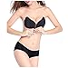 TinyWalnut Women's Strapless Self Adhesive Bra Push Up Invisible Backless Wing Shape with Drawstring Black Cup DD