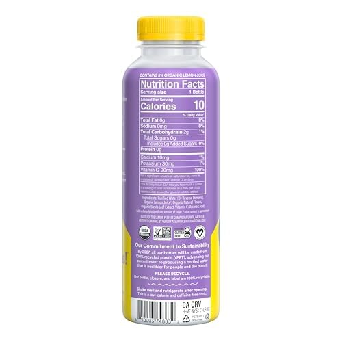 LEMON PERFECT BLUEBERRY, HYDRATING FLAVORED LEMON WATER, ZERO SUGAR, DELICIOUS AND REFRESHING, ORGANIC, 15.2 FL OZ BOTTLE