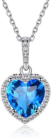 ChicSilver925 Sterling Silver 12 Month Birthstone Necklace for Women 40+5cm Extend Chain Halo Heart/Square/Teardrop Gemstone Birthday Jewellery(with Gift Box)