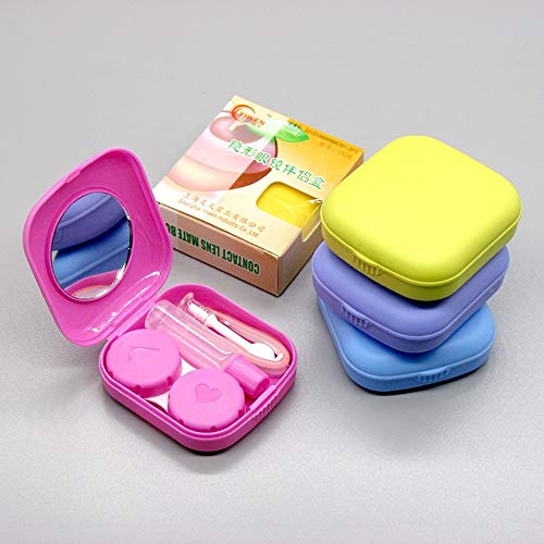 sansheng 5 Sets of Mini Travel Contact Lens Box Sets, Support Lens Box, Contact Lens Fixed Lens Box, Blue, Purple, Green, Rose red, Yellow
