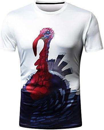 Wensy Clearance Unsisex Mens Peacock 3D Printing Tees Shirt Short Sleeve T-Shirt Blouse Tops (2XL, White)