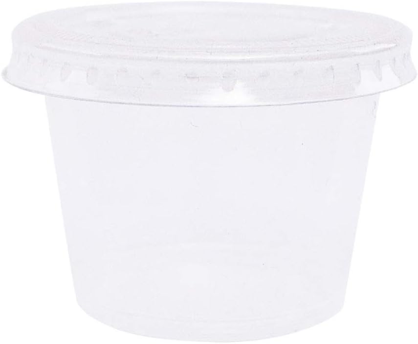 EDI Clear Plastic Disposable Portion Cups with Lids, 3.25 Ounce (100 Count)