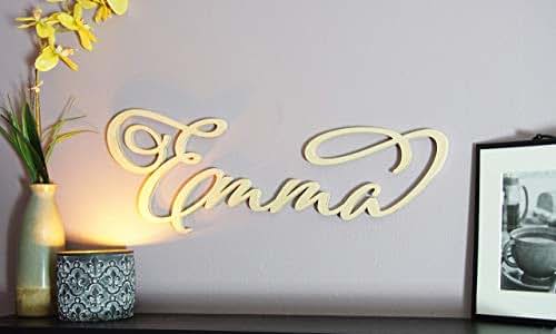 Amazon.com: Custom Personalized Large Wooden Name Sign Cursive Adorn