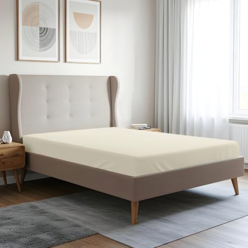 Pizuna Spannbettlaken 150x200 Baumwolle Neues Elfenbein 400 Fadenzahl