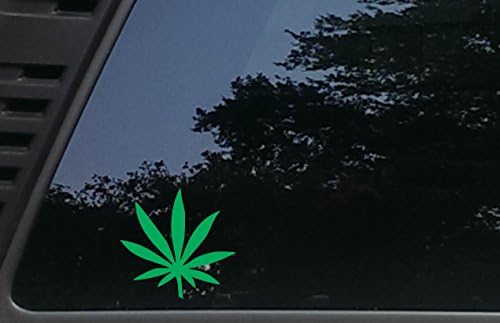 High Viz Inc Pot Leaf in Green - 4" x 3 3/4" die Cut Vinyl Decal for storefronts, Cars, Trucks, Windows, Boats, Tool Boxes, etc NOT Printed!