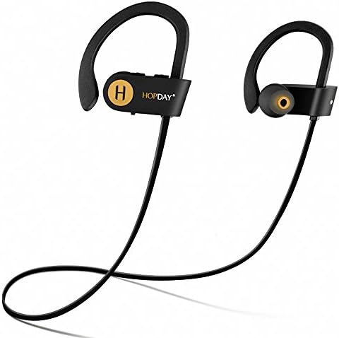 Bluetooth Headphones, Wireless Headphones, HOPDAY V4.1 In-Ear Bluetooth Earbuds, Built-in Mic, Stereo Sound, Noise Cancelling IP68 Waterproof Sweatproof Wireless Earbuds for Running Exercising-Yellow