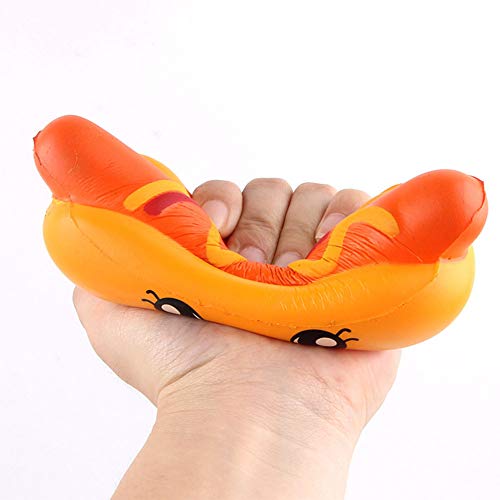 Leoie PU Simulate Hot Dog Sausage Slow Rising Squishy Squeeze Toy Stress Reliever Kid's Toy Gift Decoration Orange