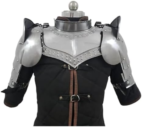 Coraza De Caballero Medieval De Acero Plateado | Réplica Para LARP, Cosplay Y Halloween Con Correas Ajustables