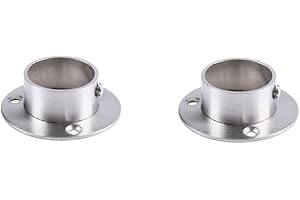 NELXULAS Stainless Steel Heavy Duty Closet Rod Holder,Shower Curtain Rod End Supports Socket,Flange Rod Holder Closet Pole,Adjustable Tightness Easy Installation (1-1/2 INCH, Silver)