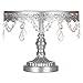 Amalfi Decor Cake Stand, Round Metal Pedestal Holder with Crystals, Silver, 10 Inches