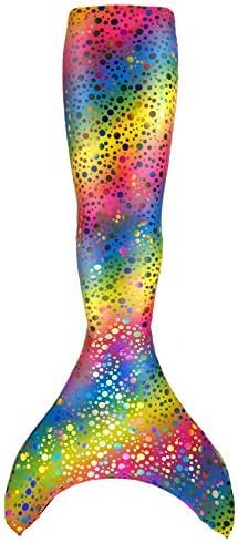 UraMermaid 2pc Mermaid Tail Set – Includes Olympic Monofin (10-11, Rihanna's Rainbow Bubbles)