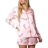 LILTWIST Women Christmas Santa Pajamas Cute Xmas Tree 2 Piece Pjs Shorts Set Martini Long Sleeves Pj Shirts Sets Loungewear