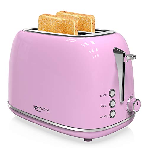 Toaster 2 Slice Keenstone Retro Stainless Steel Toaster with Bagel