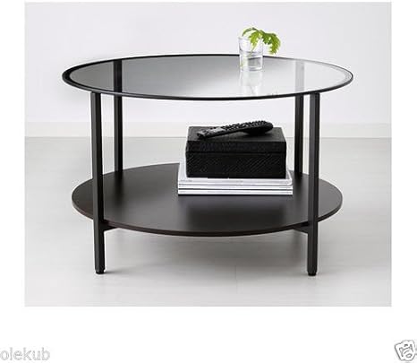 Ikea Vittsjo Coffee Table Metal Frame Modern Black Brown Glass