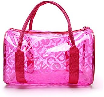Mofek Transparent Clear Waterproof Handbag Organizer Makeup Bag Swim Gym Sports Pool Beach Bag Travel Hanging Shoulder Bag for Women Girls (Red)