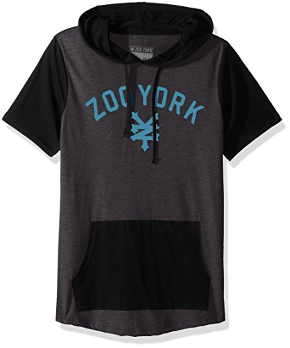 Zoo York Men's Short Sleeve Hoodie, Immergruen Charcoal Heather, X-Large