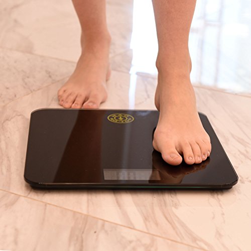 Gold’s Gym Digital Tempered Glass Bathroom Body Weight Scale Highly Accurate LBS or KG, up to 400 Pounds Non Slip, Portable, Black - Thumbnail 2