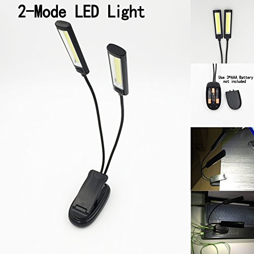 iMagitek Eye-Care LED COB Book Light, Sturdy Adjustable Clip On Bed Reading Light, Music Stand Lamp with 2 Flexible Arms, Perfect for Bookworms & Music Players
