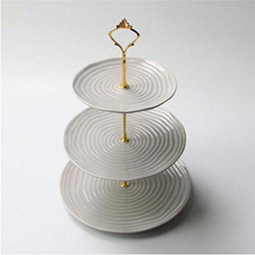 Eunoia Porcelain 3-tier Cake Stand Tea Party Pastry Serving Platter-Dessert Stand-Food Display Stand- Cupcake Stand (Gray)