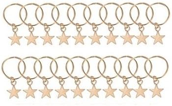 Braid Rings for Hair and Dreadlocks, 20 pieces of Loops Jewelry, Gold Stars