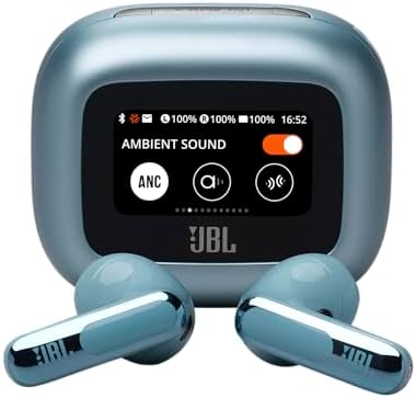 Live Flex 3, Écouteurs sans fil, Bluetooth, jusqu'à 50 h d'autonomie, Réduction de Bruit Active, son haute fidélité JBL Signature, étanches à l'eau IP54, bleu