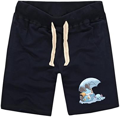 Sysuer Mens Japanese Anime Pokemon Swampert Wooper Cotton Gym Shorts Casual Short Navy