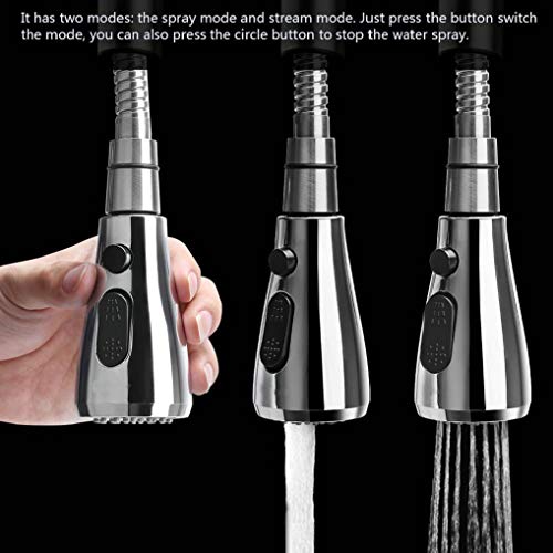 GuDoQi 2 Pack Pull-out Sprayer Head Replacement Part for Kitchen Faucet 3 Functions Spray/Stream/Suspend Bathroom Faucet Aerator Universal G1/2 Inch Nickel Chrome Finish