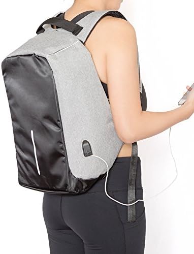 Laptop Backpack - Smart Anti Theft Business Travel Large Compartment Bag with USB Charging Port - School College Notebook Computer Bag for Men and Women - Grey