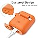 SATLITOG Case Cover with Secure Lock Keychain, Protective Silicone Cover Compatible with Apple AirPods 2nd & 1st Charging Case - Bright Orange
