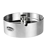 Ashtray, Newness Stainless Steel Tabletop Decoration Unbreakable Home Ashtray with Detachable Rotating Lid, Small Size
